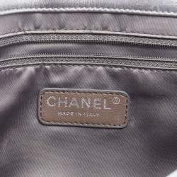Pre Owned Chanel Silver Chocolate Bar PVC and Leather Ice Cube Flap Shoulder Bag