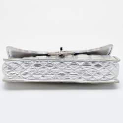 Pre Owned Chanel Silver Chocolate Bar PVC and Leather Ice Cube Flap Shoulder Bag
