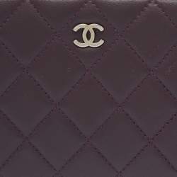 Chanel Purple Quilted Leather CC Zip Around Wallet 