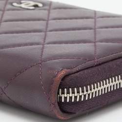 Chanel Purple Quilted Leather CC Zip Around Wallet 