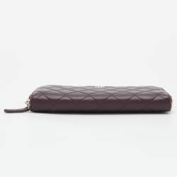 Chanel Purple Quilted Leather CC Zip Around Wallet 