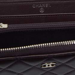 Chanel Purple Quilted Leather CC Zip Around Wallet 