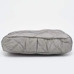 Pre Owned Chanel Grey Quilted Mesh and Leather Baguette Bag