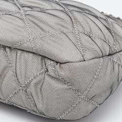 Pre Owned Chanel Grey Quilted Mesh and Leather Baguette Bag