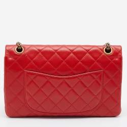 Pre Owned Chanel Red Lipstick Quilted Leather Reissue 2.55 Classic 226 Flap Bag
