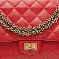 Pre Owned Chanel Red Lipstick Quilted Leather Reissue 2.55 Classic 226 Flap Bag