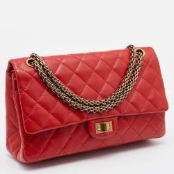 Pre Owned Chanel Red Lipstick Quilted Leather Reissue 2.55 Classic 226 Flap Bag
