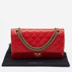 Pre Owned Chanel Red Lipstick Quilted Leather Reissue 2.55 Classic 226 Flap Bag