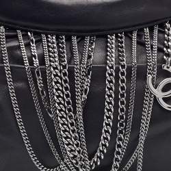 Pre Owned Chanel Black Leather Charm Chain Clutch