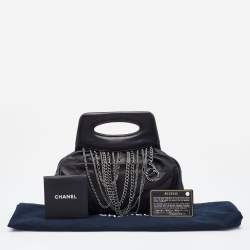 Pre Owned Chanel Black Leather Charm Chain Clutch