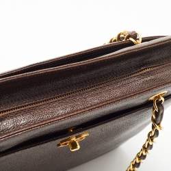 Pre Owned Chanel Brown Caviar Leather Vintage CC Turnlock Chain Tote