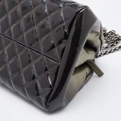 Pre Owned Chanel Grey Ombre Quilted Patent Leather Medium Just Mademoiselle Bowler Bag