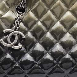 Pre Owned Chanel Grey Ombre Quilted Patent Leather Medium Just Mademoiselle Bowler Bag