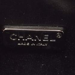 Pre Owned Chanel Black Leather Metal Fringe Round Chain Clutch