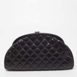 Pre Owned Chanel Black Quilted Leather Timeless Clutch