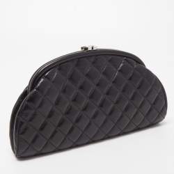Pre Owned Chanel Black Quilted Leather Timeless Clutch