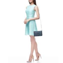 Pre Owned Chanel Blue/Green Tweed Embellished WOC Clutch
