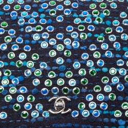 Pre Owned Chanel Blue/Green Tweed Embellished WOC Clutch