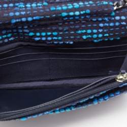 Pre Owned Chanel Blue/Green Tweed Embellished WOC Clutch