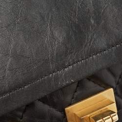 Pre Owned Chanel Black Quilted Aged Leather Lucky Charms Reissue 2.55 Classic 224 Flap Bag
