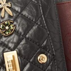 Pre Owned Chanel Black Quilted Aged Leather Lucky Charms Reissue 2.55 Classic 224 Flap Bag