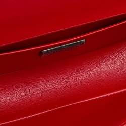 Pre Owned Chanel Red  Stingray and Leather Small Boy Flap Bag