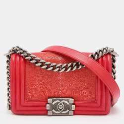 Chanel Red Stingray and Leather Small Boy Flap Bag Chanel