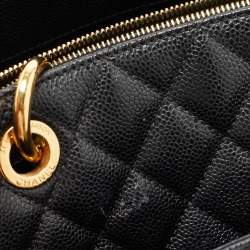 Pre Owned Chanel Black Quilted Caviar Leather GST Tote