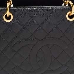 Pre Owned Chanel Black Quilted Caviar Leather GST Tote