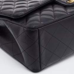 Pre Owned Chanel Black Quilted Leather Maxi Classic Double Flap Bag