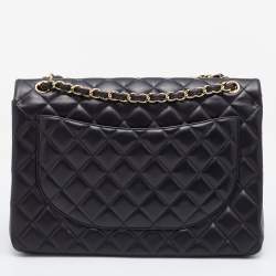 Pre Owned Chanel Black Quilted Leather Maxi Classic Double Flap Bag