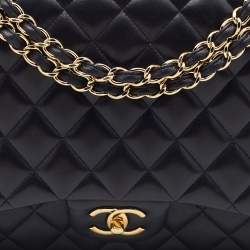 Pre Owned Chanel Black Quilted Leather Maxi Classic Double Flap Bag