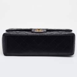 Pre Owned Chanel Black Quilted Leather Maxi Classic Double Flap Bag