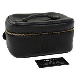 Pre Owned Chanel Black Leather CC Vanity Case