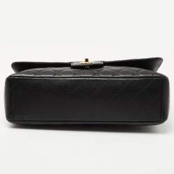 Pre Owned Chanel Black Quilted Caviar Leather Maxi Classic Single Flap Bag