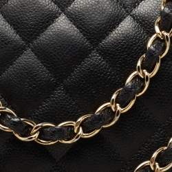 Pre Owned Chanel Black Quilted Caviar Leather Maxi Classic Single Flap Bag