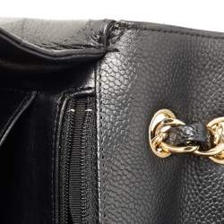 Pre Owned Chanel Black Quilted Caviar Leather Maxi Classic Single Flap Bag