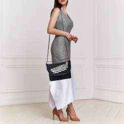 Pre Owned Chanel Black Quilted Wool and Leather Medium Coco Gabrielle Hobo