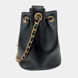 Chanel Black Lambskin Quilted Leather Lucky Charms CC Drawstring Shoulder  Bag Chanel