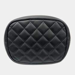 Pre Owned Chanel Black Lambskin Quilted Leather Lucky Charms CC Drawstring Shoulder Bag 