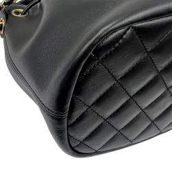 Pre Owned Chanel Black Lambskin Quilted Leather Lucky Charms CC Drawstring Shoulder Bag 