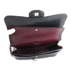 Pre Owned Chanel Black Leather Classic Double Flap Jumbo Shoulder Bag