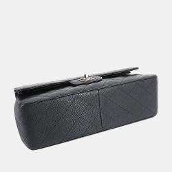 Pre Owned Chanel Black Leather Classic Double Flap Jumbo Shoulder Bag