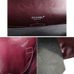 Pre Owned Chanel Black Leather Classic Double Flap Jumbo Shoulder Bag