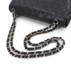Pre Owned Chanel Black Leather Classic Double Flap Jumbo Shoulder Bag