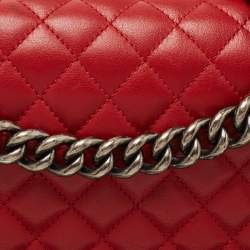 Chanel Red Quilted Leather New Medium Boy Shoulder Bag