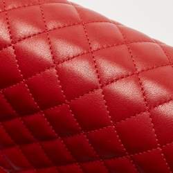 Pre Owned Chanel Red Quilted Leather New Medium Boy Shoulder Bag