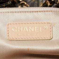 Pre Owned Chanel Gold/Dark Grey Quilted Coated Canvas Rock in Moscow Hobo