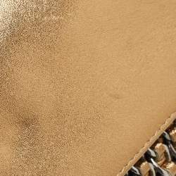 Pre Owned Chanel Gold Leather Triple Chain Flap Bag