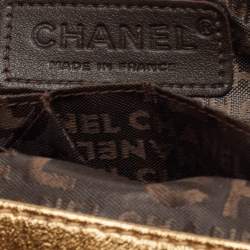 Pre Owned Chanel Gold Leather Triple Chain Flap Bag